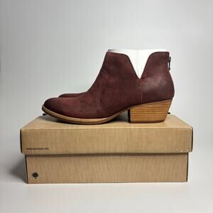 Kork-Ease Skye Leather Ankle Boot in Dark Red Brick Distressed